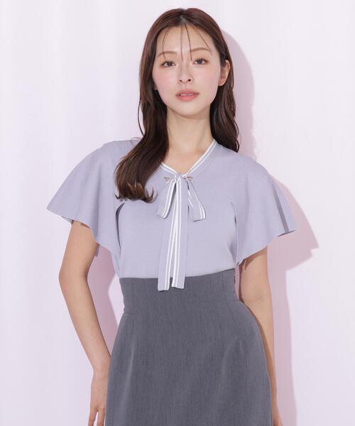 JILL by JILL STUART(ジルバイジルスチュアート)の「フレアスリーブボウタイニット(ニット/セーター・レディース・パープル/ブラック/ホワイト/ラベンダー・FREE)」の22枚目の写真