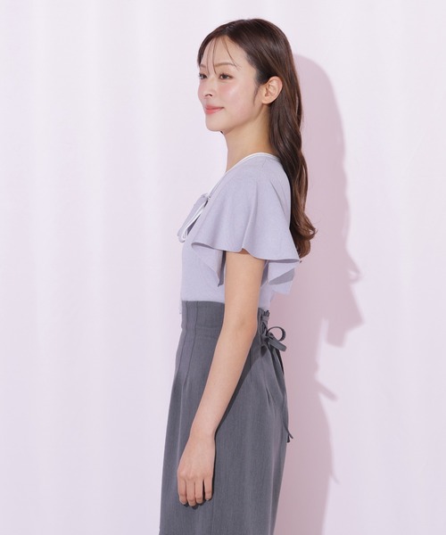 JILL by JILL STUART(ジルバイジルスチュアート)の「フレアスリーブボウタイニット(ニット/セーター・レディース・パープル/ブラック/ホワイト・FREE)」の4枚目の写真