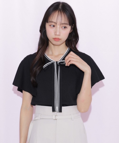 JILL by JILL STUART(ジルバイジルスチュアート)の「フレアスリーブボウタイニット(ニット/セーター・レディース・パープル/ブラック/ホワイト・FREE)」の21枚目の写真