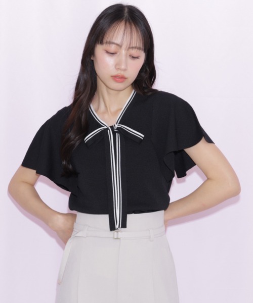 JILL by JILL STUART(ジルバイジルスチュアート)の「フレアスリーブボウタイニット(ニット/セーター・レディース・パープル/ブラック/ホワイト・FREE)」の20枚目の写真