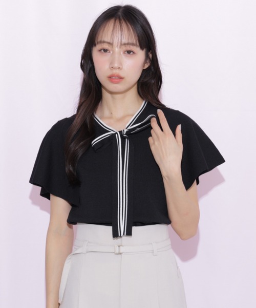 JILL by JILL STUART(ジルバイジルスチュアート)の「フレアスリーブボウタイニット(ニット/セーター・レディース・パープル/ブラック/ホワイト・FREE)」の17枚目の写真