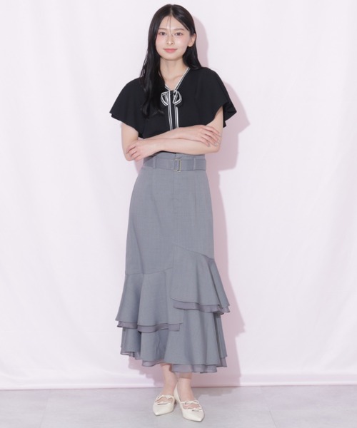 JILL by JILL STUART(ジルバイジルスチュアート)の「フレアスリーブボウタイニット(ニット/セーター・レディース・パープル/ブラック/ホワイト/ラベンダー・FREE)」の9枚目の写真