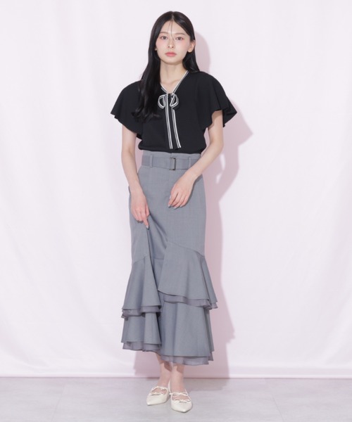 JILL by JILL STUART(ジルバイジルスチュアート)の「フレアスリーブボウタイニット(ニット/セーター・レディース・パープル/ブラック/ホワイト/ラベンダー・FREE)」の8枚目の写真