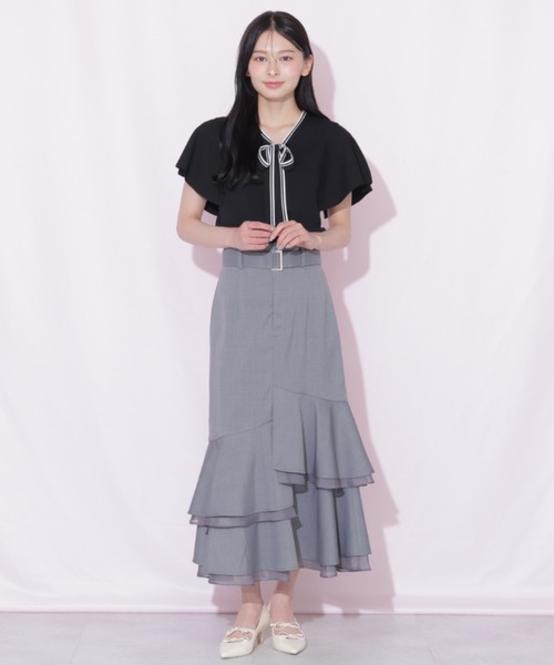 JILL by JILL STUART(ジルバイジルスチュアート)の「フレアスリーブボウタイニット(ニット/セーター・レディース・パープル/ブラック/ホワイト/ラベンダー・FREE)」の10枚目の写真