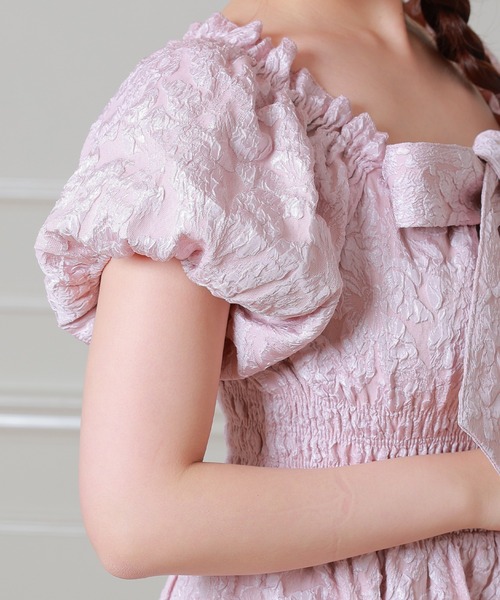 Anely(アネリー)の「立体フラワー刺繍ビッグリボンシアーロングワンピース(ワンピース・レディース・ピンク/ブラック/アイボリー・FREE)」の17枚目の写真