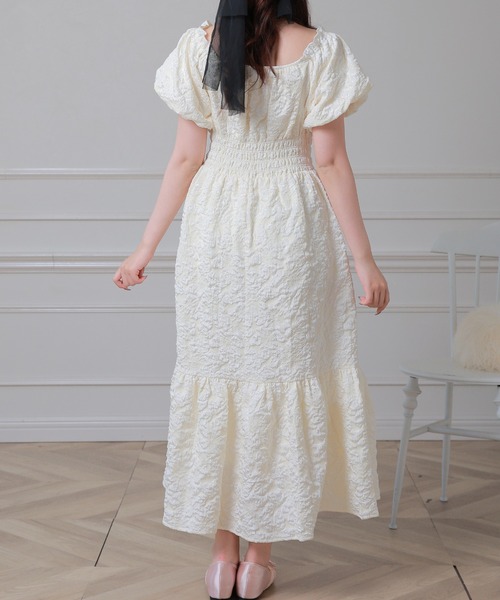 Anely(アネリー)の「立体フラワー刺繍ビッグリボンシアーロングワンピース(ワンピース・レディース・ピンク/ブラック/アイボリー・FREE)」の7枚目の写真
