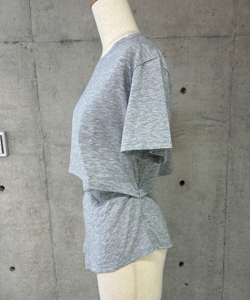 GLAMOROUS JANE(グラマラスジェーン)の「クロップド丈デザインTシャツ×ワイドパンツ 2点セットアップ(セットアップ・レディース・グレー/ブラック・M/L)」の9枚目の写真