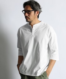 The DUFFER of ST.GEORGE（ザダファーオブセントジョージ）の「「AIR FLEX」RANDOM RIB KNIT 3 4 SLEEVE TEE :高収縮機能素材「エアフレックス」ランダムリブ 7分袖Tシャツ   高機能   ストレッチ   UVカット   ドライタッチ   アンチピリング（Tシャツ/カットソー）」