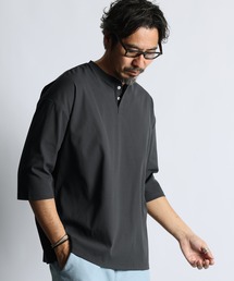 The DUFFER of ST.GEORGE（ザダファーオブセントジョージ）の「「AIR FLEX」RANDOM RIB KNIT 3 4 SLEEVE TEE :高収縮機能素材「エアフレックス」ランダムリブ 7分袖Tシャツ   高機能   ストレッチ   UVカット   ドライタッチ   アンチピリング（Tシャツ/カットソー）」