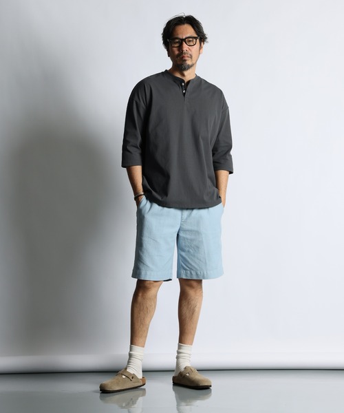 The DUFFER of ST.GEORGE（ザダファーオブセントジョージ）の「「AIR FLEX」RANDOM RIB KNIT 3/4 SLEEVE TEE ：高収縮機能素材「エアフレックス」ランダムリブ 7分袖Tシャツ / 高機能 / ストレッチ / UVカット / ドライタッチ / アンチピリング（Tシャツ/カットソー・メンズ・チャコールグレー/ブラック/ホワイト・X-LARGE/LARGE/MEDIUM/SMALL）」の9枚目の写真