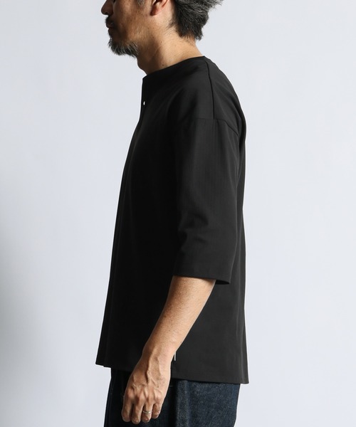 The DUFFER of ST.GEORGE（ザダファーオブセントジョージ）の「「AIR FLEX」RANDOM RIB KNIT 3/4 SLEEVE TEE ：高収縮機能素材「エアフレックス」ランダムリブ 7分袖Tシャツ / 高機能 / ストレッチ / UVカット / ドライタッチ / アンチピリング（Tシャツ/カットソー・メンズ・チャコールグレー/ブラック/ホワイト・X-LARGE/LARGE/MEDIUM/SMALL）」の10枚目の写真