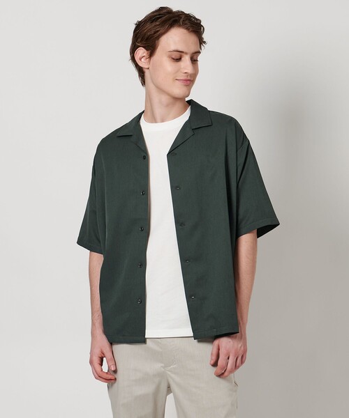 A DAY IN THE LIFE UNITED ARROWS(アデイインザライフユナイテッドアローズ)の「クールファイバー ツイル オープンカラーシャツ-吸水速乾-<A DAY IN THE LIFE>(シャツ/ブラウス・メンズ・コバルトブルー/ダークグリーン/ブラック/ネイビー・M/L/S/XL)」の1枚目の写真