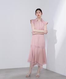 <L>レーストリムシャツワンピース / 1216140417