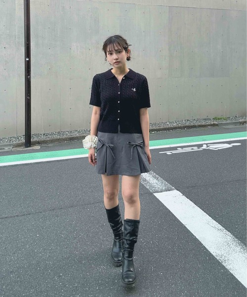 AS KNOW AS plus(アズノゥアズプラス)の「〇衿付きケーブルニット半袖カーディガン(カーディガン/ボレロ・レディース・ベージュ/レッド/ブラック/アイボリー・FREE)」の12枚目の写真