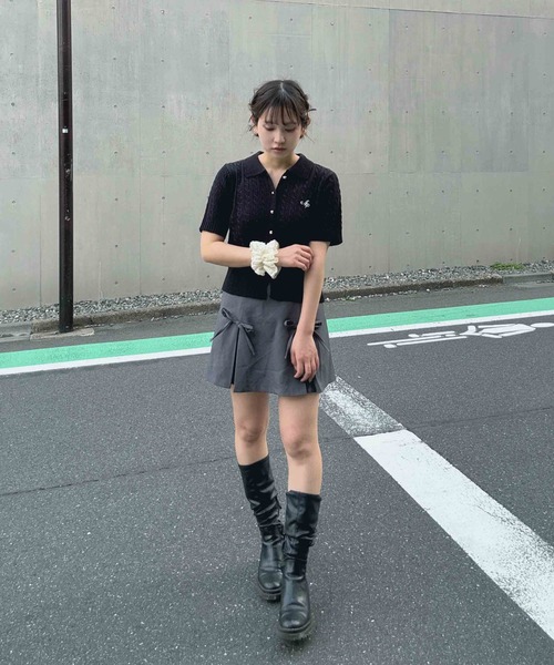 AS KNOW AS plus(アズノゥアズプラス)の「〇衿付きケーブルニット半袖カーディガン(カーディガン/ボレロ・レディース・ベージュ/レッド/ブラック/アイボリー・FREE)」の13枚目の写真