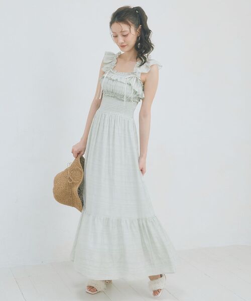 MAJESTIC LEGON(マジェスティックレゴン)の「ショルダーフリルキャミワンピース(ワンピース・レディース・オフホワイト/グレー/アイボリー/ミント・MEDIUM/SMALL)」の17枚目の写真