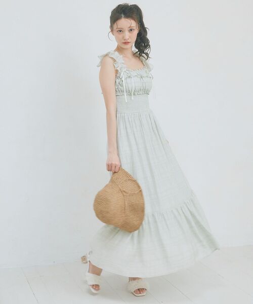 MAJESTIC LEGON(マジェスティックレゴン)の「ショルダーフリルキャミワンピース(ワンピース・レディース・オフホワイト/グレー/アイボリー/ミント・MEDIUM/SMALL)」の19枚目の写真