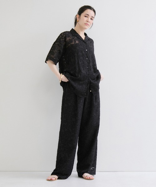le cercle ADAM ET ROPE'(ルセルクルアダムエロペ)の「カットギャガードイージーパンツ/セットアップ対応(その他パンツ・レディース・ブラック・FREE)」の4枚目の写真