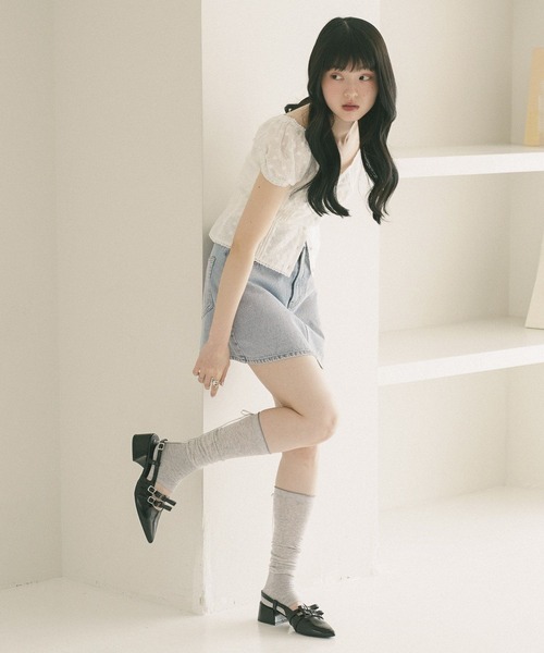 Heather(ヘザー)の「細リボントレンカ 774498(ソックス/靴下・レディース・アイボリー/グレー・FREE)」の14枚目の写真