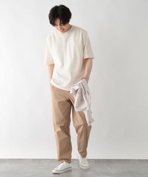 GLOBAL WORK（グローバルワーク）の「リッチクリーンTシャツ/ツイル/663966（Tシャツ/カットソー・メンズ・ライトベージュ/ネイビー/ホワイト・X-LARGE/SMALL/LARGE/MEDIUM）」の4枚目の写真