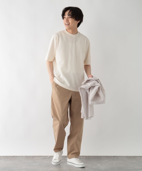 GLOBAL WORK（グローバルワーク）の「リッチクリーンTシャツ/ツイル/663966（Tシャツ/カットソー・メンズ・ライトベージュ/ネイビー/ホワイト・X-LARGE/SMALL/LARGE/MEDIUM）」の7枚目の写真