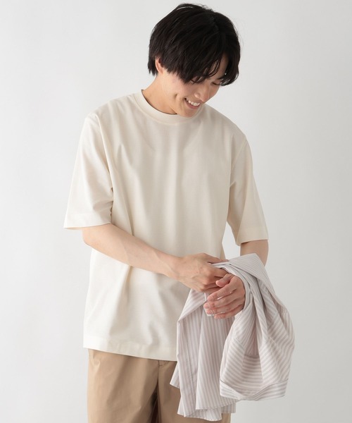 GLOBAL WORK（グローバルワーク）の「リッチクリーンTシャツ/ツイル/663966（Tシャツ/カットソー・メンズ・ライトベージュ/ネイビー/ホワイト・X-LARGE/SMALL/LARGE/MEDIUM）」の9枚目の写真