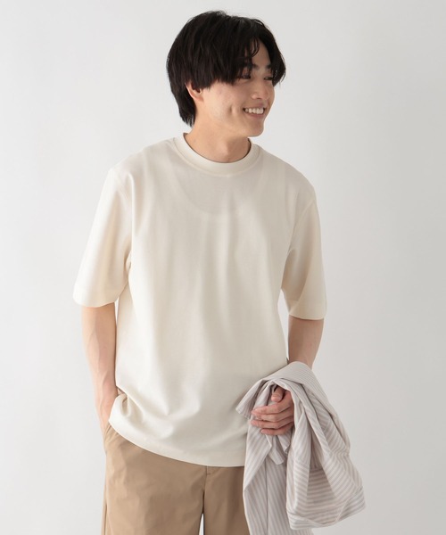 GLOBAL WORK（グローバルワーク）の「リッチクリーンTシャツ/ツイル/663966（Tシャツ/カットソー・メンズ・ライトベージュ/ネイビー/ホワイト・X-LARGE/SMALL/LARGE/MEDIUM）」の10枚目の写真