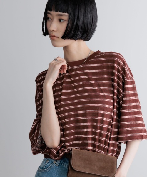 LOWRYS FARM(ローリーズファーム)の「シアーボーダープルオーバーSS 710310(Tシャツ/カットソー・レディース・ブラウン/ホワイト/ブラック・FREE)」の11枚目の写真
