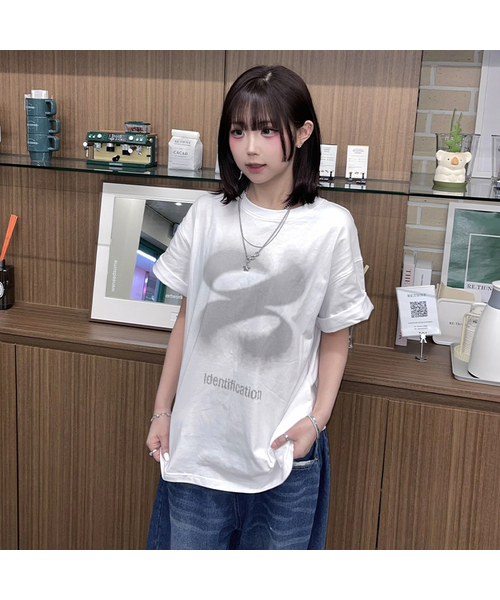 KKEEE(ケーケーイーイー)の「エブリワンドットオーバーサイズ半袖Tシャツ(3色)(Tシャツ/カットソー・レディース・ホワイト/ブラック/チャコール・LARGE/X-LARGE)」の2枚目の写真