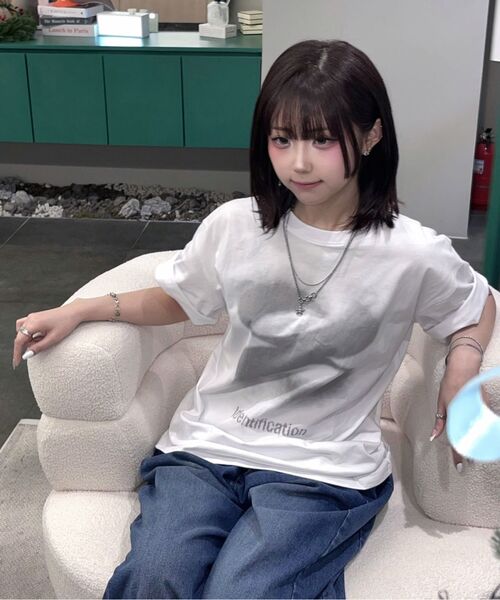 KKEEE(ケーケーイーイー)の「エブリワンドットオーバーサイズ半袖Tシャツ(3色)(Tシャツ/カットソー・レディース・ホワイト/ブラック/チャコール・LARGE/X-LARGE)」の8枚目の写真
