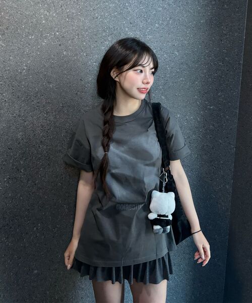 KKEEE(ケーケーイーイー)の「エブリワンドットオーバーサイズ半袖Tシャツ(3色)(Tシャツ/カットソー・レディース・ホワイト/ブラック/チャコール・LARGE/X-LARGE)」の9枚目の写真