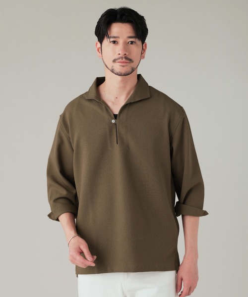 LIL VENDARS(リルヴェンダース)の「Buyer's Select/接触冷感パナマ 7分袖カブリシャツ(シャツ/ブラウス・メンズ・ピンク/ベージュ/ブラック/ホワイト・M/LL/L)」の2枚目の写真