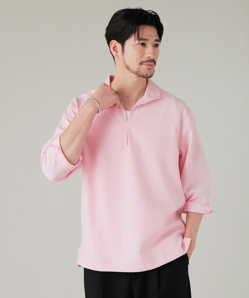 LIL VENDARS(リルヴェンダース)の「Buyer's Select/接触冷感パナマ 7分袖カブリシャツ(シャツ/ブラウス・メンズ・ピンク/ベージュ/ブラック/ホワイト・M/LL/L)」の4枚目の写真