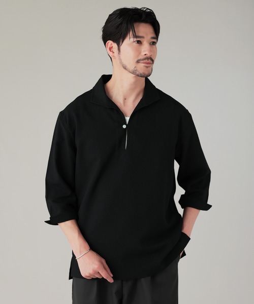 LIL VENDARS(リルヴェンダース)の「Buyer's Select/接触冷感パナマ 7分袖カブリシャツ(シャツ/ブラウス・メンズ・ピンク/ベージュ/ブラック/ホワイト・M/LL/L)」の3枚目の写真
