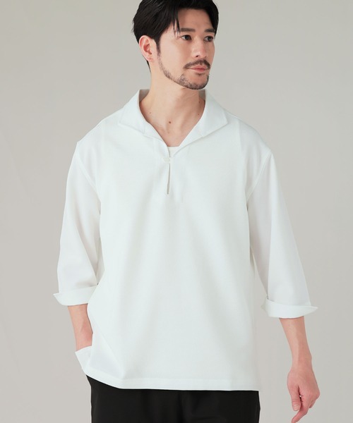 LIL VENDARS(リルヴェンダース)の「Buyer's Select/接触冷感パナマ 7分袖カブリシャツ(シャツ/ブラウス・メンズ・ピンク/ベージュ/ブラック/ホワイト・M/LL/L)」の5枚目の写真