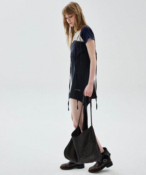 Mardi Mercredi(マルディメクルディ)の「ECO BAG FLOWER CRACKED / エコバッグ フラワー マルディ クラック(エコバッグ/サブバッグ・レディース・チャコールグレー/ネイビー・FREE)」の11枚目の写真