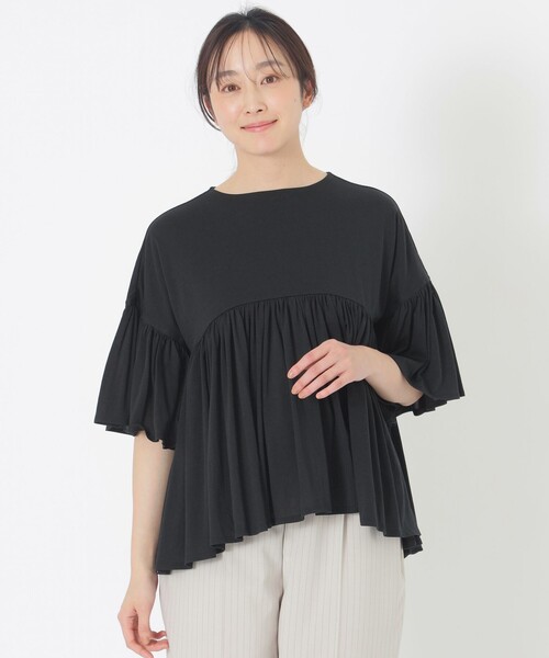 S.ESSENTIALS(エスエッセンシャルズ)の「ティアードカットソー(Tシャツ/カットソー・レディース・ホワイト系その他/ブラウン系その他/ブラック・38)」の1枚目の写真