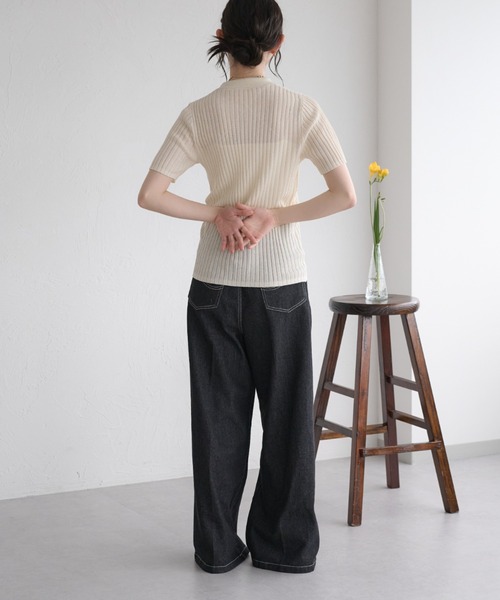 raffime(ラフィミー)の「【Raffime】スパンコールラメポロニット(ポロシャツ・レディース・モカ/アイボリー/ブルー・フリー)」の7枚目の写真