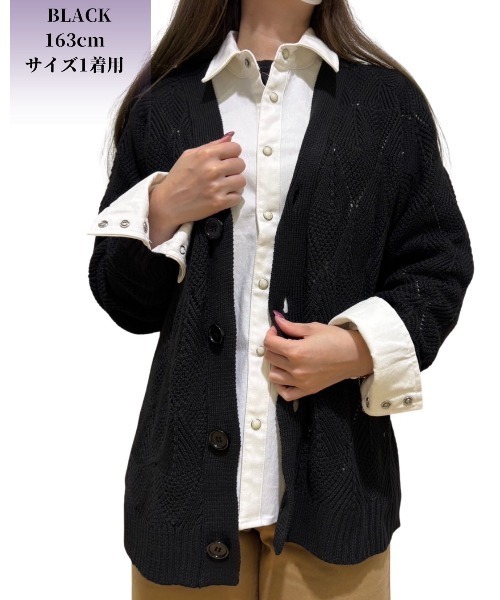 COOK JEANS（クックジーンズ）の「ダイヤ柄カーディガン（カーディガン/ボレロ・メンズ・ホワイト/ブラック・MEDIUM/LARGE）」の4枚目の写真