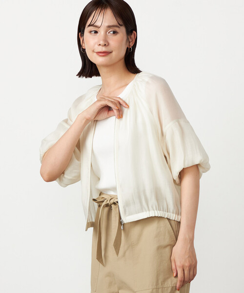 COMME CA ISM(コムサイズム)の「バルーンスリーブ シアーブルゾン(ブルゾン・レディース・チャコール/アイボリー・LARGE/MEDIUM)」の2枚目の写真