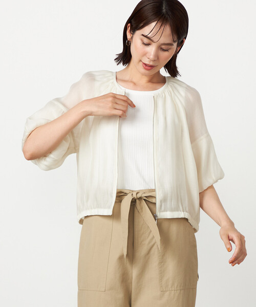 COMME CA ISM(コムサイズム)の「バルーンスリーブ シアーブルゾン(ブルゾン・レディース・チャコール/アイボリー・LARGE/MEDIUM)」の6枚目の写真