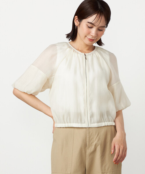 COMME CA ISM(コムサイズム)の「バルーンスリーブ シアーブルゾン(ブルゾン・レディース・チャコール/アイボリー・LARGE/MEDIUM)」の7枚目の写真