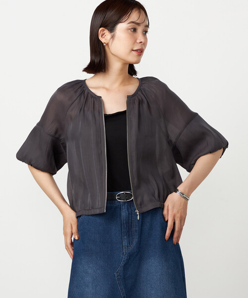 COMME CA ISM(コムサイズム)の「バルーンスリーブ シアーブルゾン(ブルゾン・レディース・チャコール/アイボリー・LARGE/MEDIUM)」の12枚目の写真