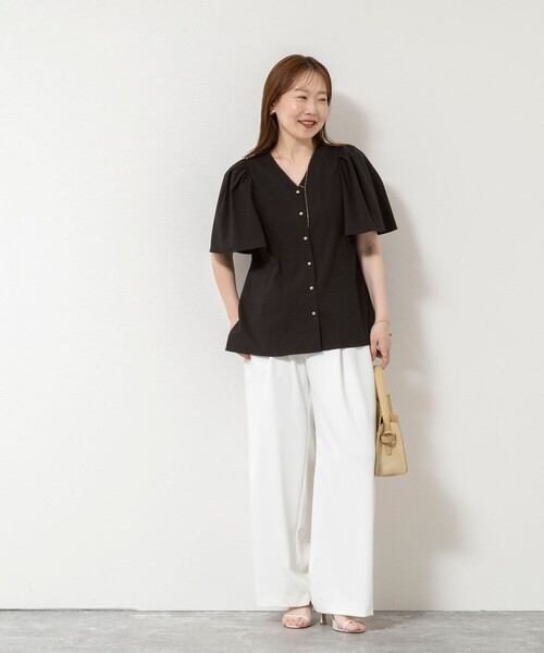NOLLEY’S Sophi(ノーリーズソフィ)の「ウォッシャブルサッカーフレアスリーブシャツブラウス(シャツ/ブラウス・レディース・ホワイト/ブルー系その他7/ブラック/ベビーピンク・38)」の16枚目の写真