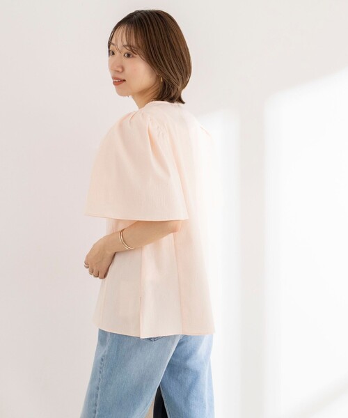 NOLLEY’S Sophi(ノーリーズソフィ)の「ウォッシャブルサッカーフレアスリーブシャツブラウス(シャツ/ブラウス・レディース・ホワイト/ブルー系その他7/ブラック/ベビーピンク・38)」の8枚目の写真