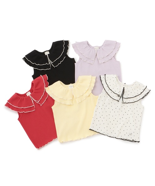 petit main(プティマイン)の「【接触冷感/リンク】メロー衿Tシャツ(Tシャツ/カットソー・キッズ・イエロー/レッド/ブラック/ドット/ラベンダー・90cm/110cm/80cm/100cm/120cm/130cm)」の13枚目の写真