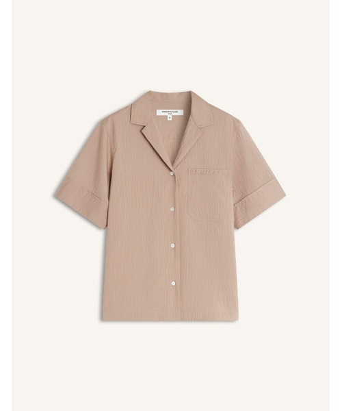 Maison Kitsune(メゾンキツネ)の「STRIPED RESORT SHIRT(シャツ/ブラウス・レディース・グレー/ブラウン・38/36/34)」の1枚目の写真