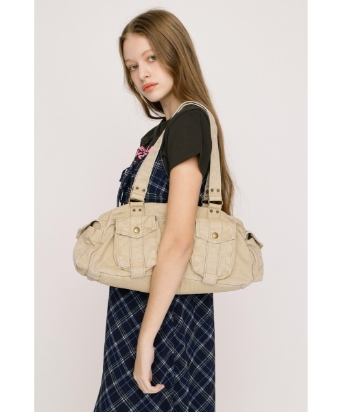 SLY（スライ）の「CAMO BOSTON BAG カモボストンバッグ 春服 夏服（ボストンバッグ・レディース・ベージュ/マルチ・FREE）」の12枚目の写真
