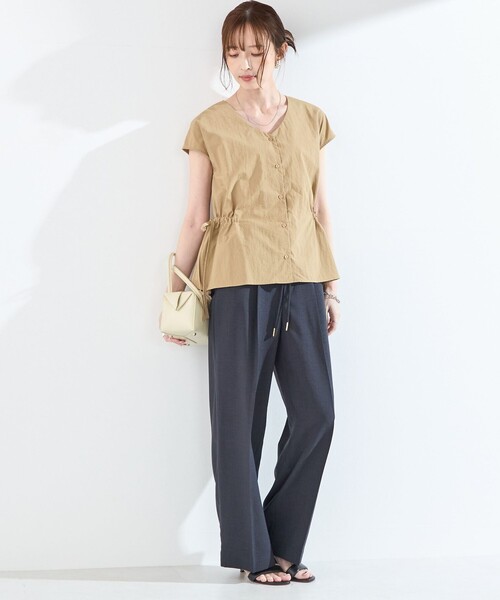 SHIPS Colors（シップス カラーズ）の「SHIPS Colors:〈接触冷感・UVカット・透湿〉ファンクション ギャザー ブラウス◇（シャツ/ブラウス・レディース・オリーブ/ネイビー/ベージュ・ONE SIZE）」の20枚目の写真