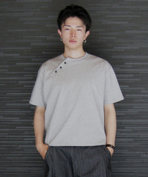 XERO（ゼロ）の「サイドヘンリーネッククロップTシャツ[メランジグレー]（Tシャツ/カットソー）」